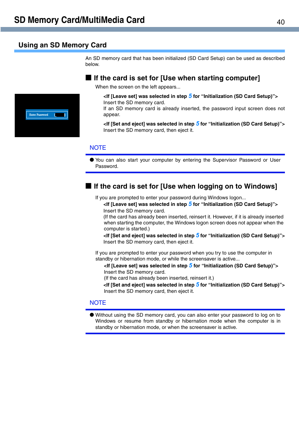 If the card is set for [use when starting computer | Panasonic CF-T1 User Manual | Page 40 / 72