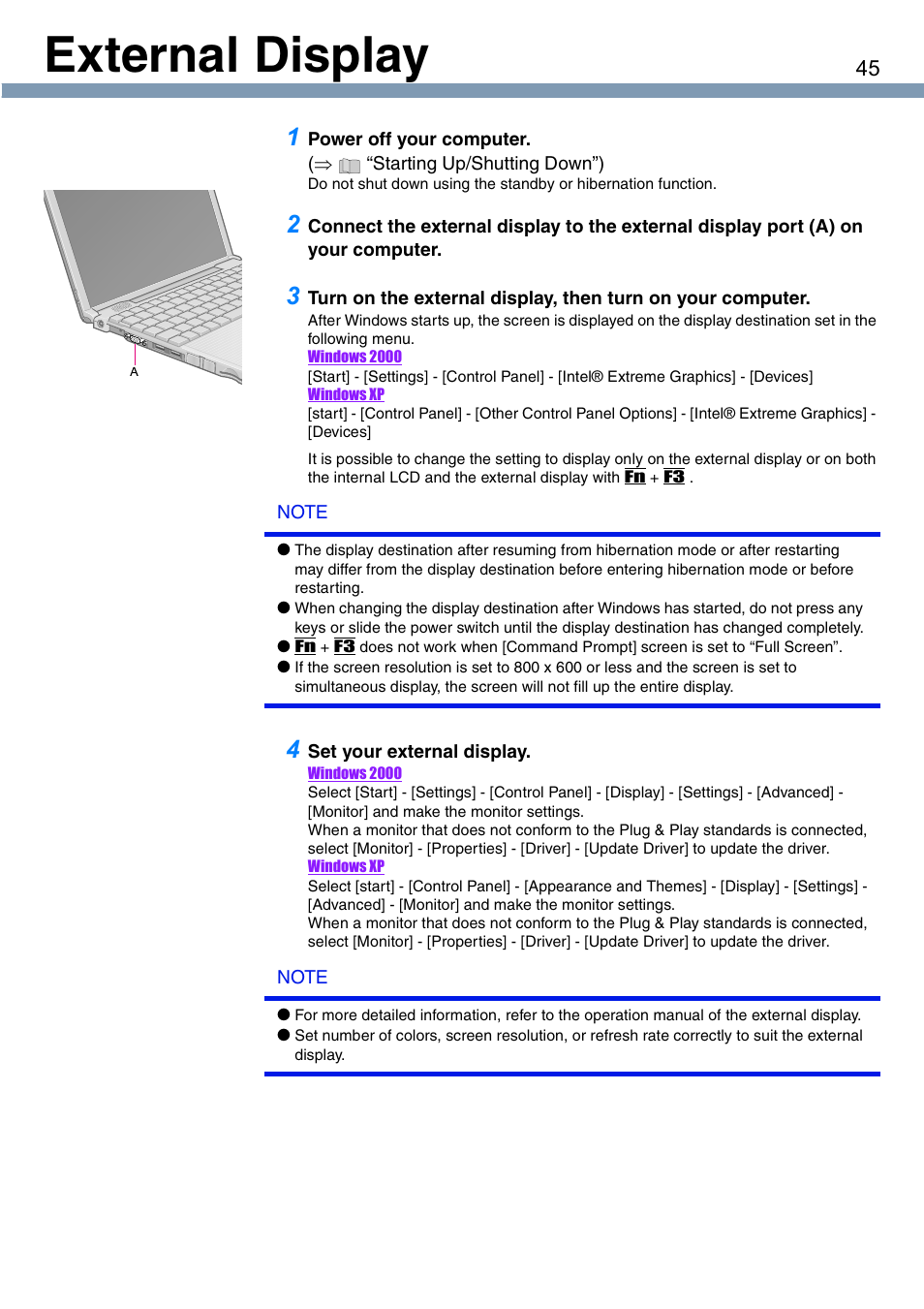 External display | Panasonic CF-T1 User Manual | Page 45 / 72