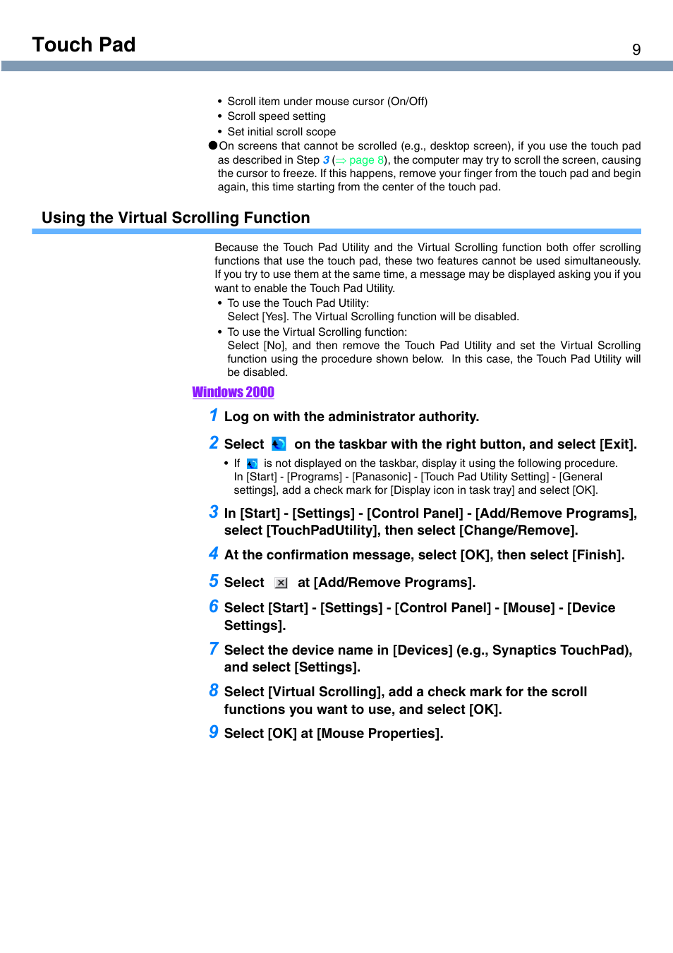 Touch pad | Panasonic CF-T1 User Manual | Page 9 / 72