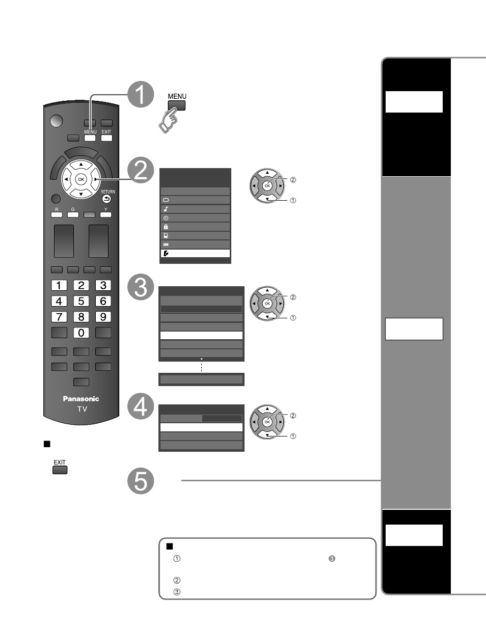 Editing & setting channels, Editing and setting channels, Select setup | Select ant/cable setup, Select the function, Display menu, Set automatically, Set manually, Check signal strength | Panasonic HDMI TC-P50C1 User Manual | Page 38 / 71