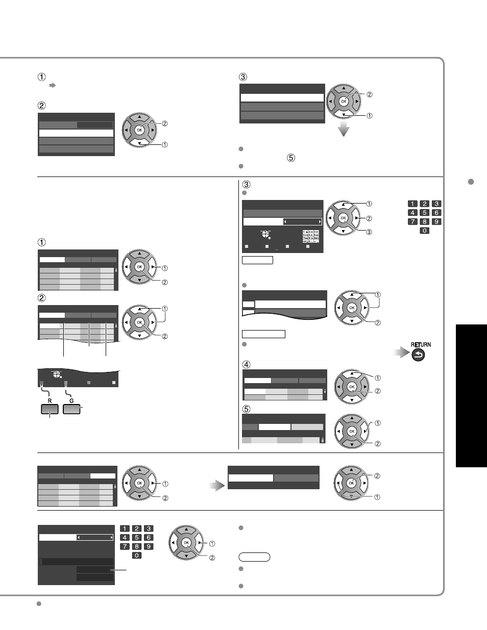 Advanced, Editing and setting channels, Select ant in | Select auto program, Select a scanning mode, Edit, Move cursor to channel number, Select apply, Select edit, Select the item to be edited | Panasonic HDMI TC-P50C1 User Manual | Page 39 / 71