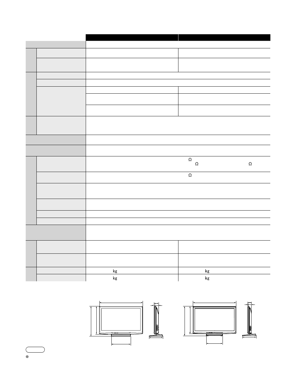 Specs, Specifications | Panasonic HDMI TC-P50C1 User Manual | Page 52 / 71