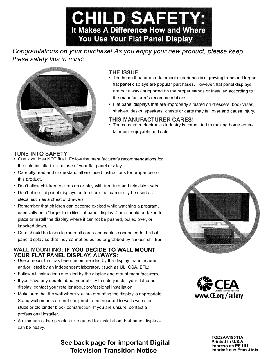 Child safety | Panasonic HDMI TC-P50C1 User Manual | Page 62 / 71