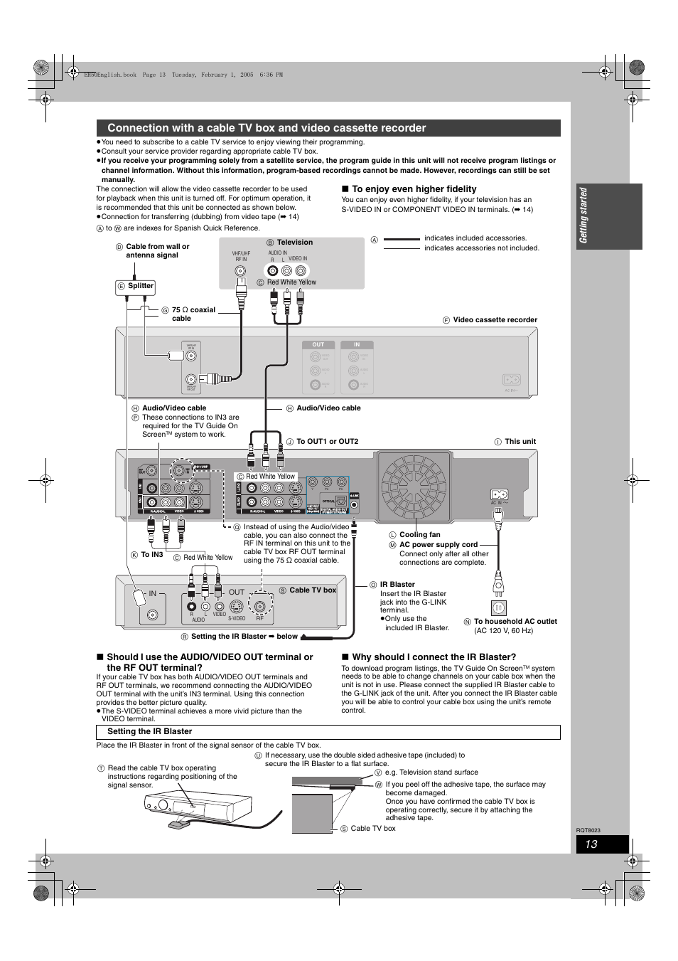 Ge ttin g st a rte d, Why should i connect the ir blaster | Panasonic DMR-EH50 User Manual | Page 13 / 76