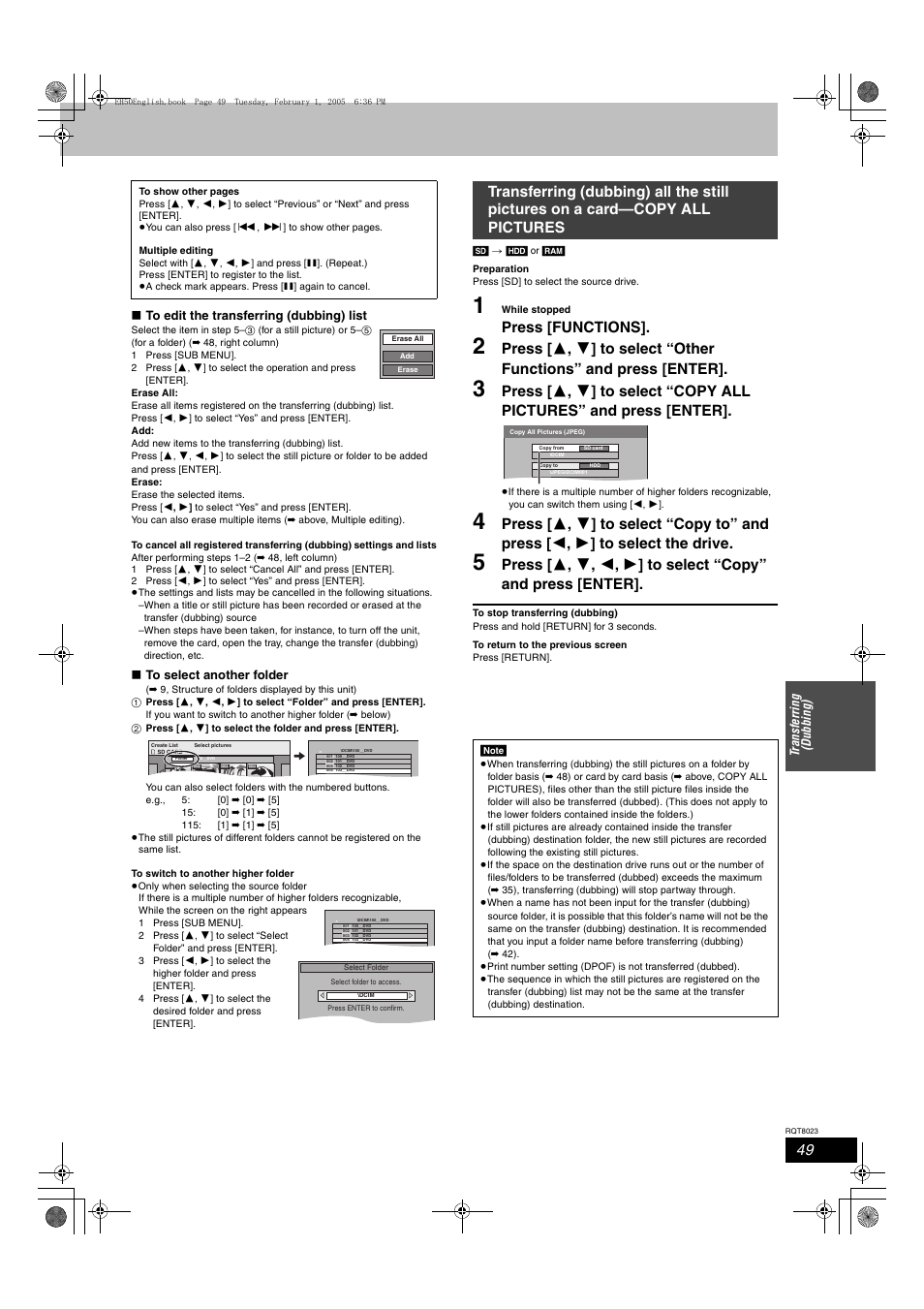 Press [functions | Panasonic DMR-EH50 User Manual | Page 49 / 76