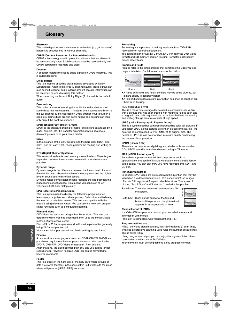 Glossary | Panasonic DMR-EH50 User Manual | Page 68 / 76