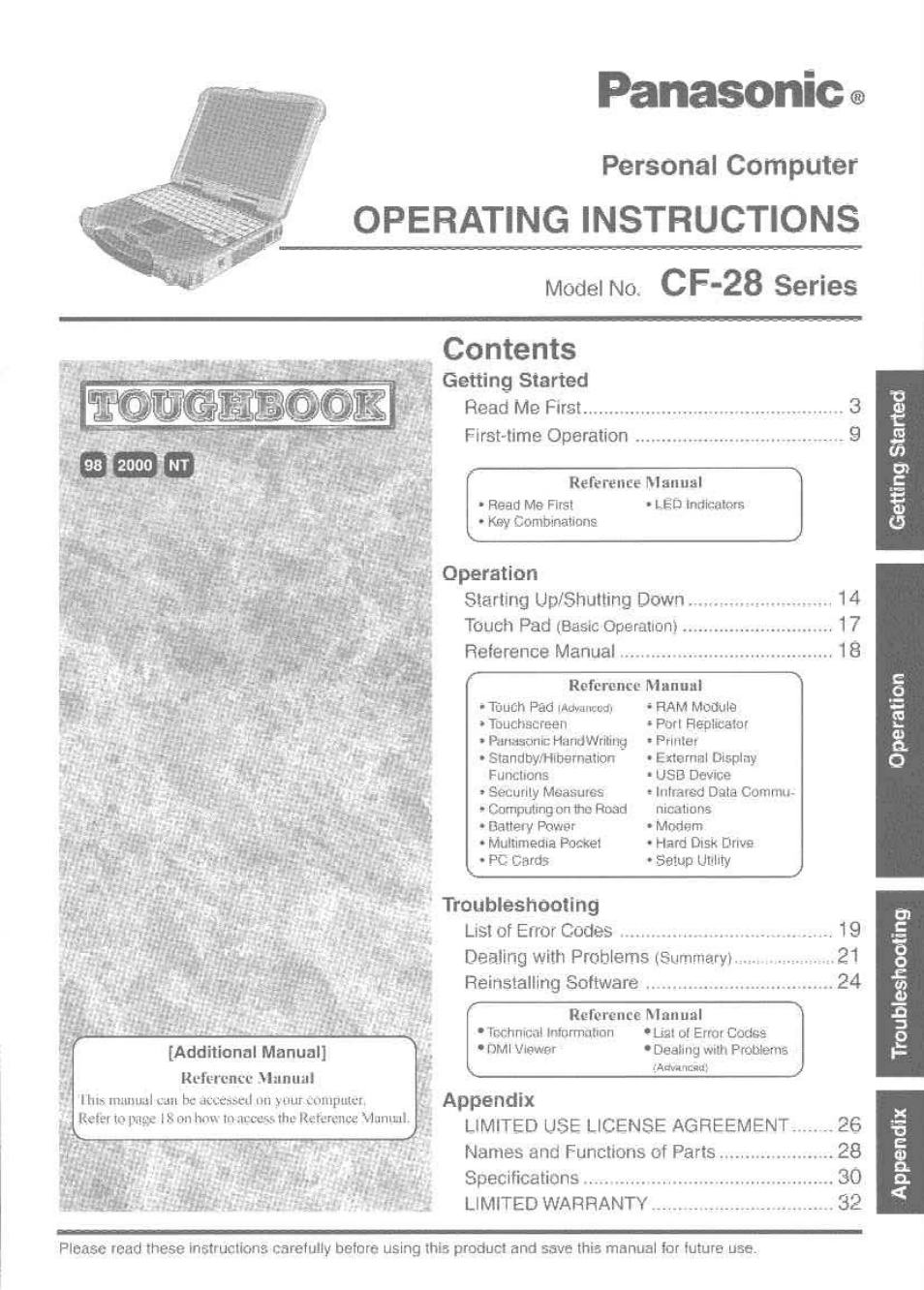 Panasonic TOUGHBOOK CF-28 User Manual | 36 pages