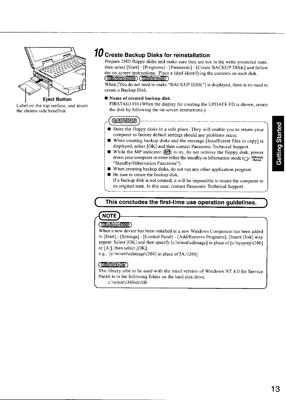 Create backup disks for reinstallation, 4winbsv75j2'ojool | Panasonic TOUGHBOOK CF-28 User Manual | Page 13 / 36