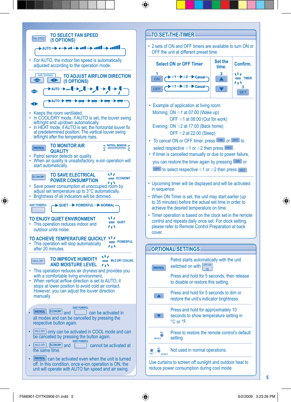 Optional settings optional settings | Panasonic CU-E24JKR User Manual | Page 5 / 8