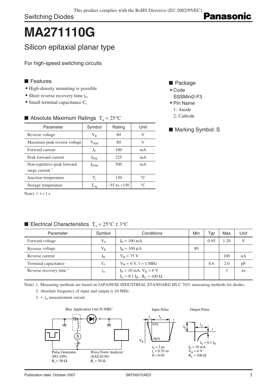 Panasonic MA271110G User Manual | 4 pages