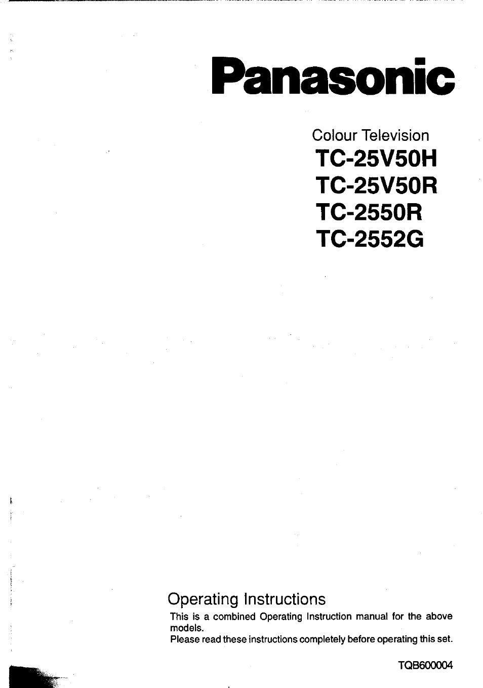 Panasonic TC-25V50H EN User Manual | 28 pages