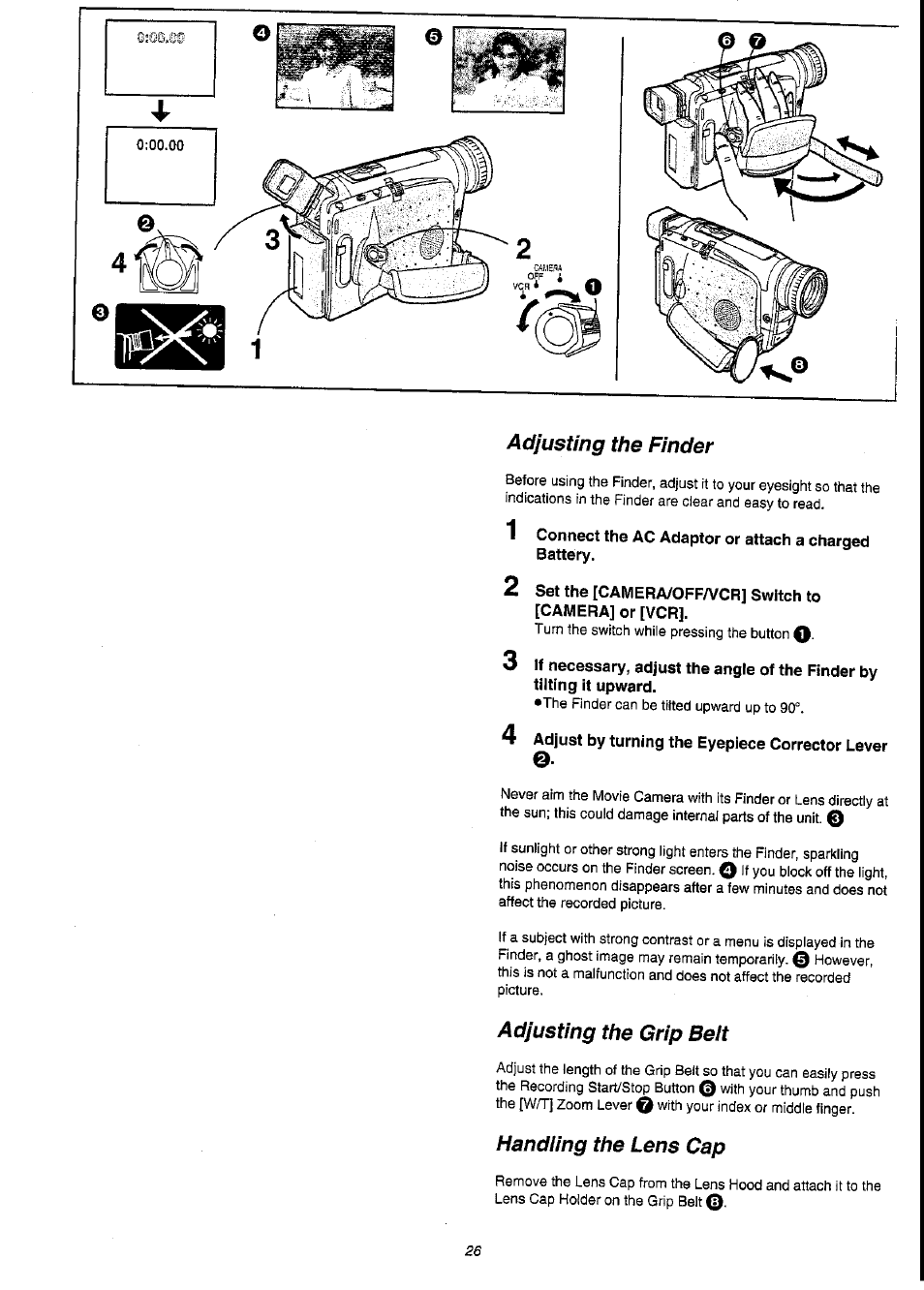 4 adjust by turning the eyepiece corrector lever | Panasonic NV-VS3A User Manual | Page 26 / 88
