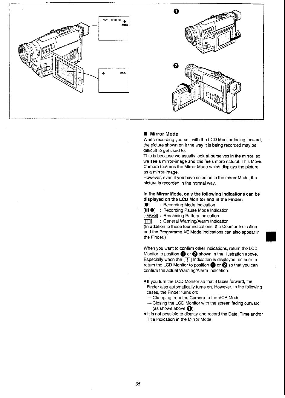 Mirror mode | Panasonic NV-VS3A User Manual | Page 65 / 88