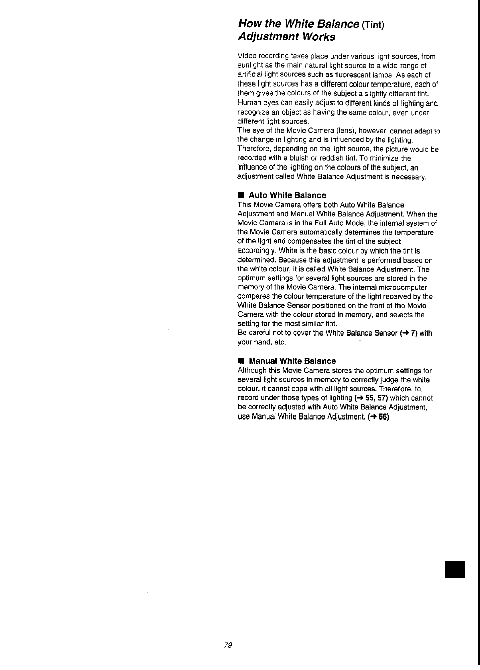 Auto white balance, Manual white balance | Panasonic NV-VS3A User Manual | Page 79 / 88