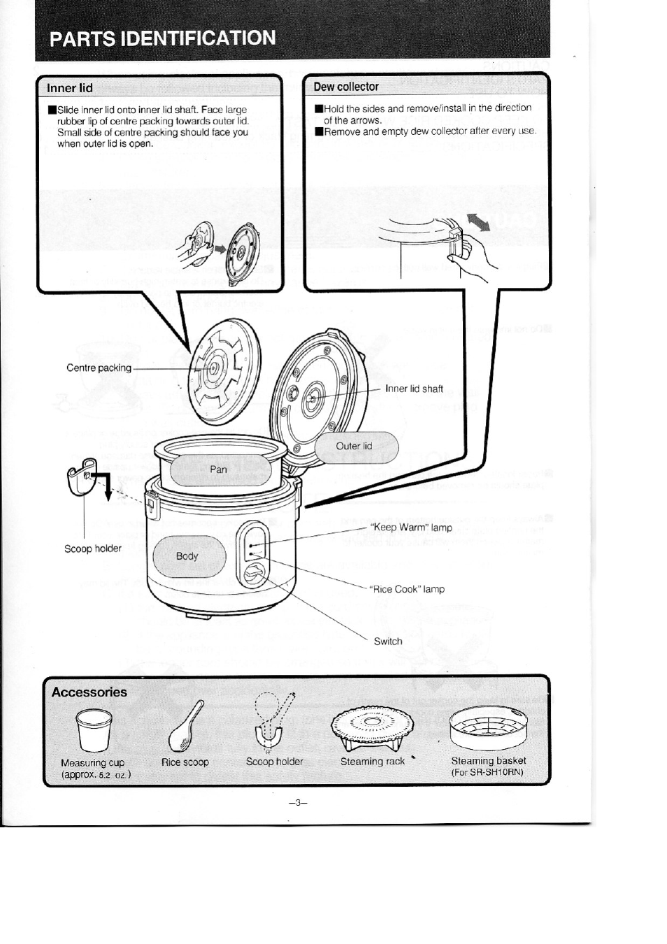 Parts identification | Panasonic SR-SH10RN User Manual | Page 4 / 12