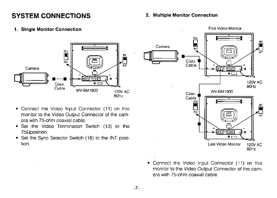 System connections | Panasonic WV-BM1900 User Manual | Page 9 / 16