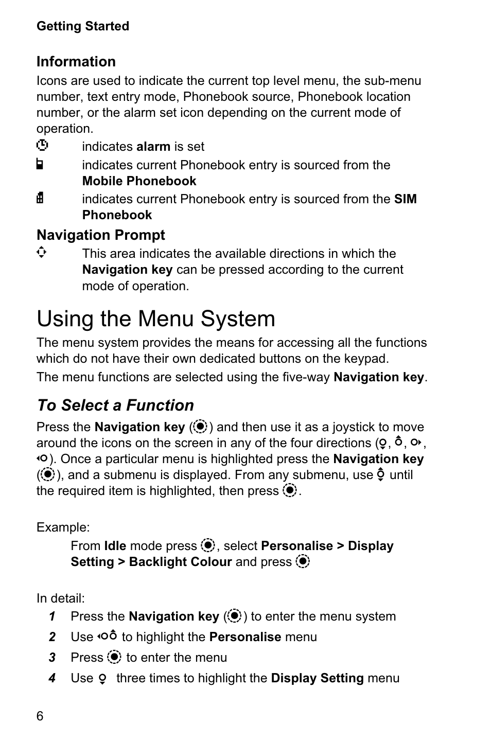 Using the menu system 6, Using the menu system | Panasonic EB-GD95 User Manual | Page 10 / 86