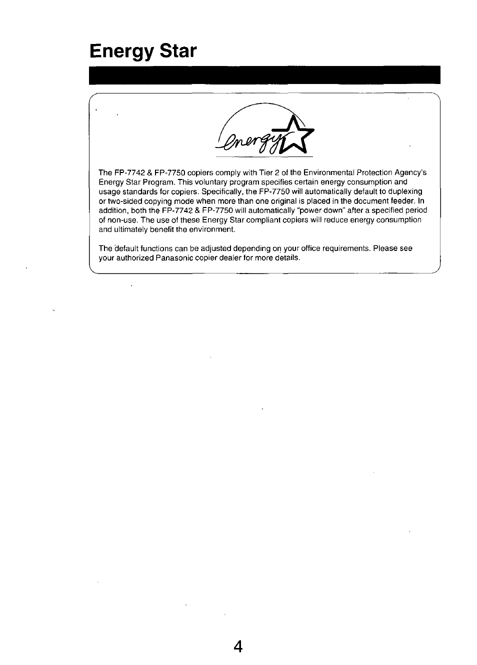 Energy star | Panasonic 7750 User Manual | Page 4 / 64