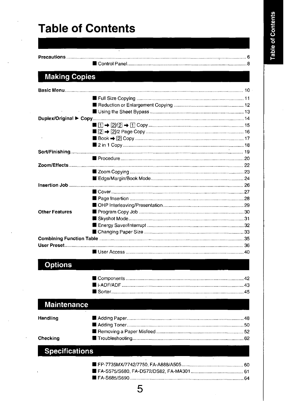 Panasonic 7750 User Manual | Page 5 / 64