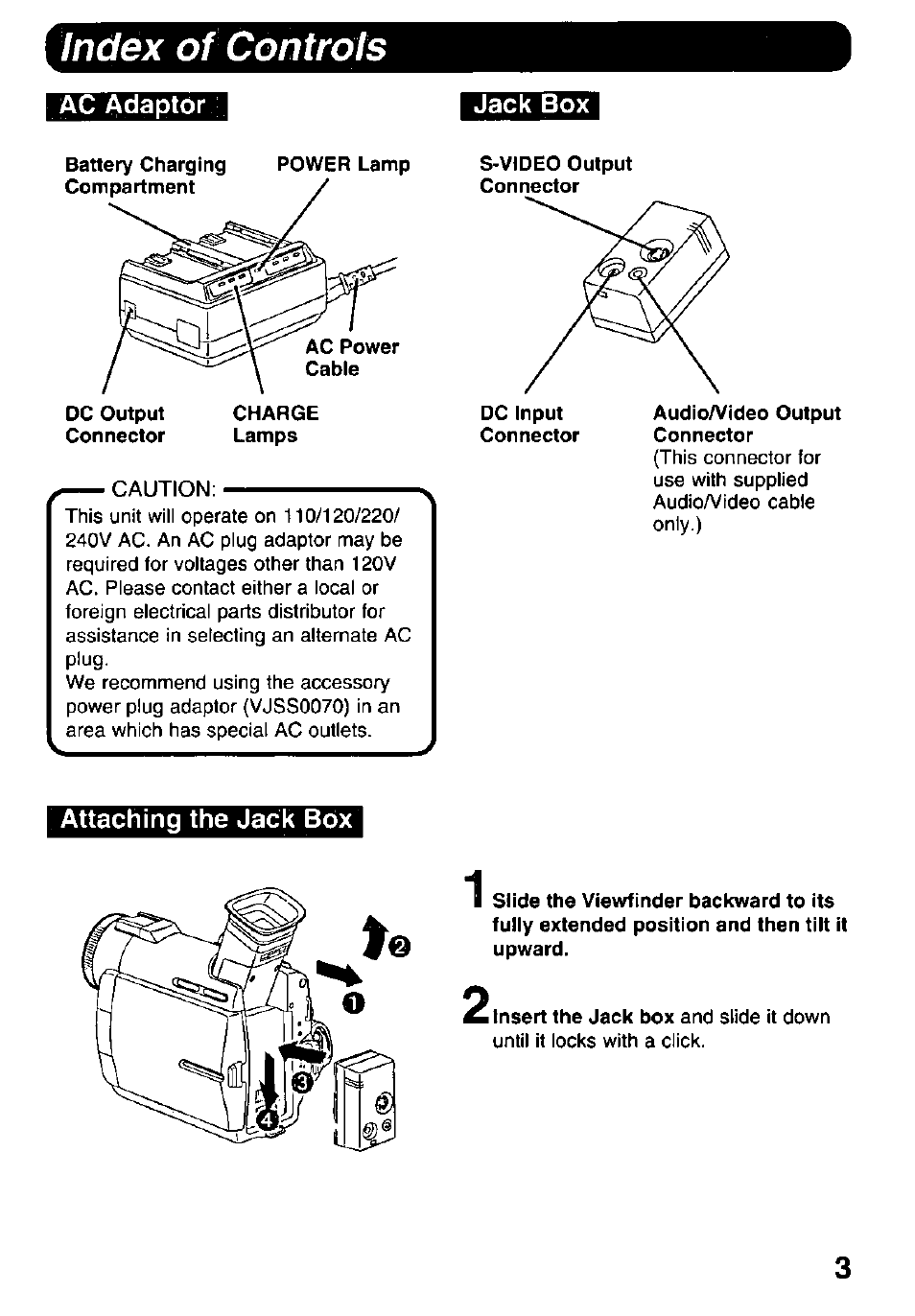 Index of controls | Panasonic PV DAC9 User Manual | Page 3 / 8