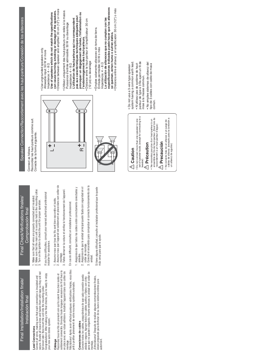 Caution, Précaution, Precaución | Panasonic CQ-C1305L User Manual | Page 24 / 24