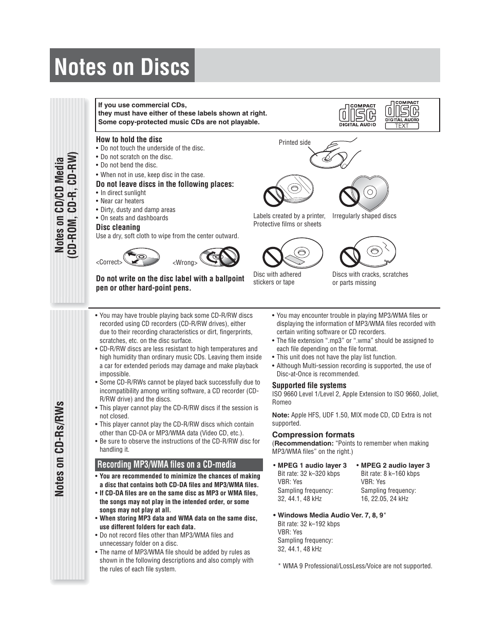Recording mp3/wma ﬁ les on a cd-media | Panasonic CQ-C1305L User Manual | Page 9 / 24