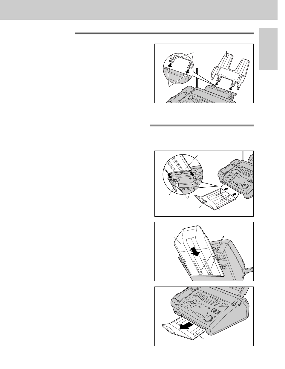 Setup (main unit), Paper tray paper stacker, Not included) | Panasonic KX-FPC141 User Manual | Page 23 / 156