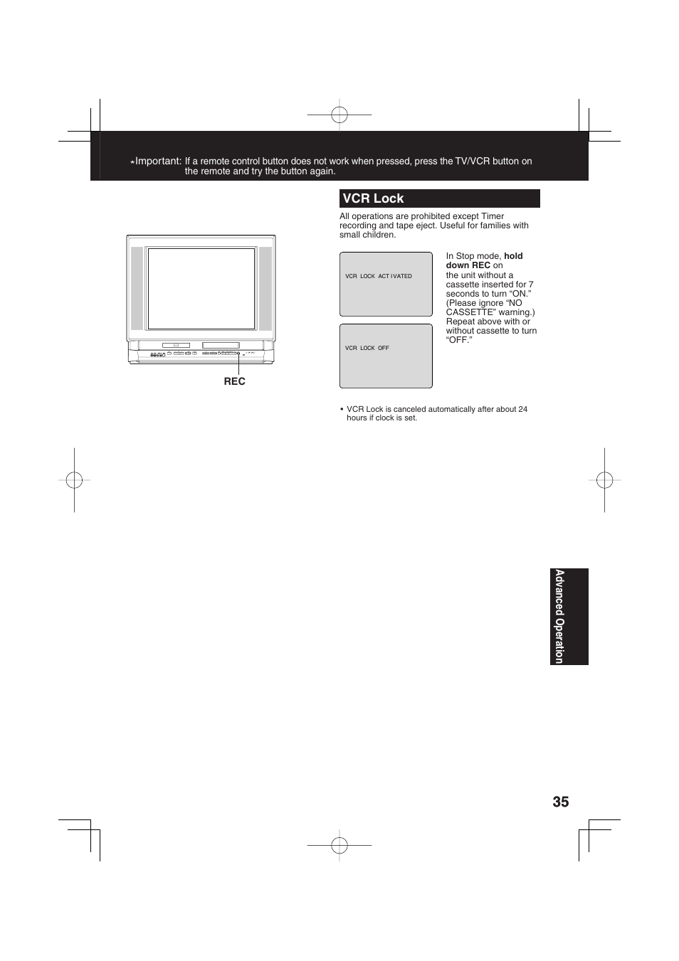 Vcr lock | Panasonic PV-DF273 User Manual | Page 35 / 76