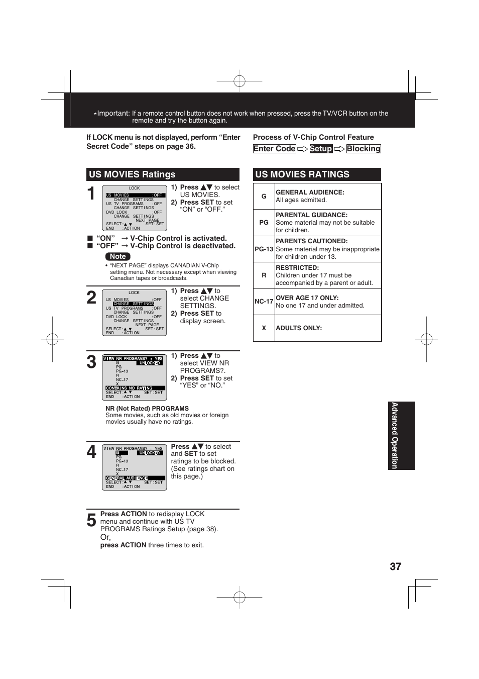 Us movies ratings us movies ratings | Panasonic PV-DF273 User Manual | Page 37 / 76