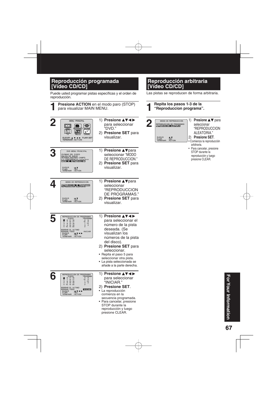 For y our inf ormation | Panasonic PV-DF273 User Manual | Page 67 / 76