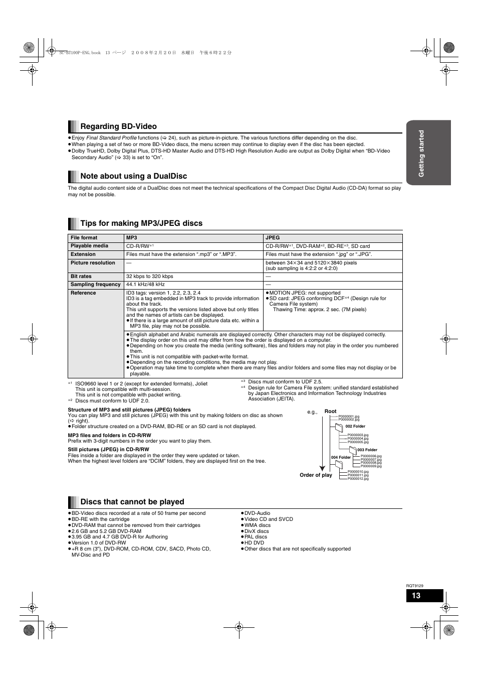 Discs that cannot be played | Panasonic SC-BT100 User Manual | Page 13 / 48