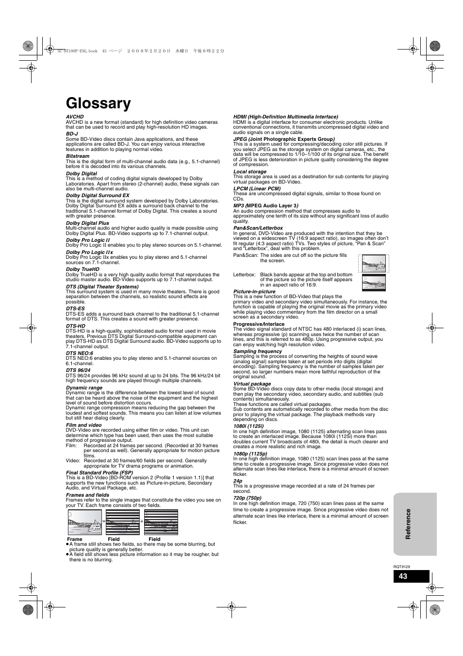 Glossary | Panasonic SC-BT100 User Manual | Page 43 / 48