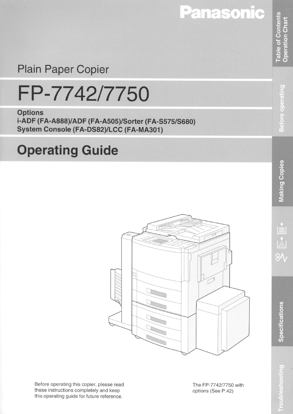 Panasonic FP7750 User Manual | 64 pages