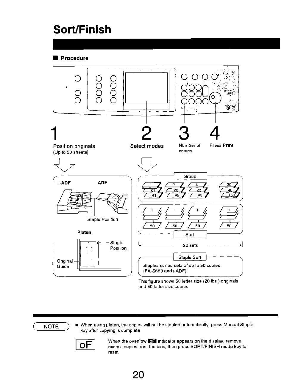 Sort/finish, Gsg/ y=3iv | Panasonic FP7750 User Manual | Page 20 / 64