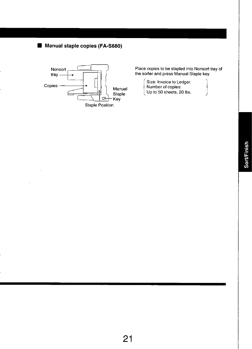 Manual staple copies (fa-s680) | Panasonic FP7750 User Manual | Page 21 / 64