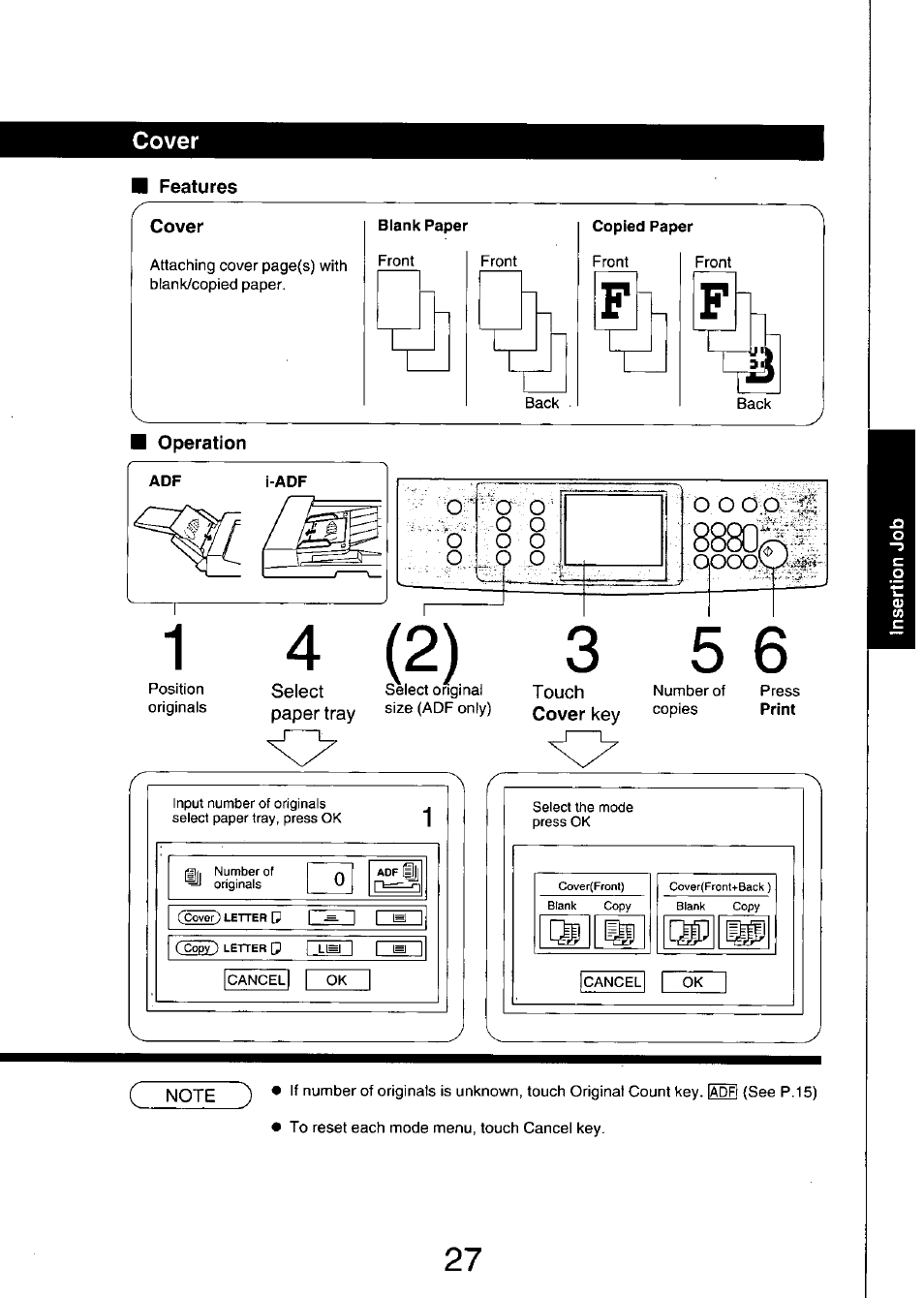 Cover, Operation | Panasonic FP7750 User Manual | Page 27 / 64