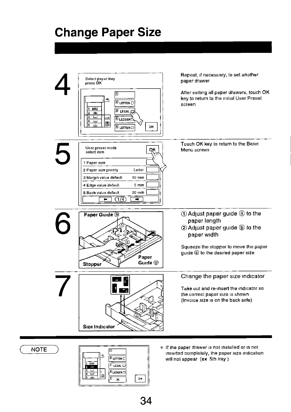 Change paper size | Panasonic FP7750 User Manual | Page 34 / 64