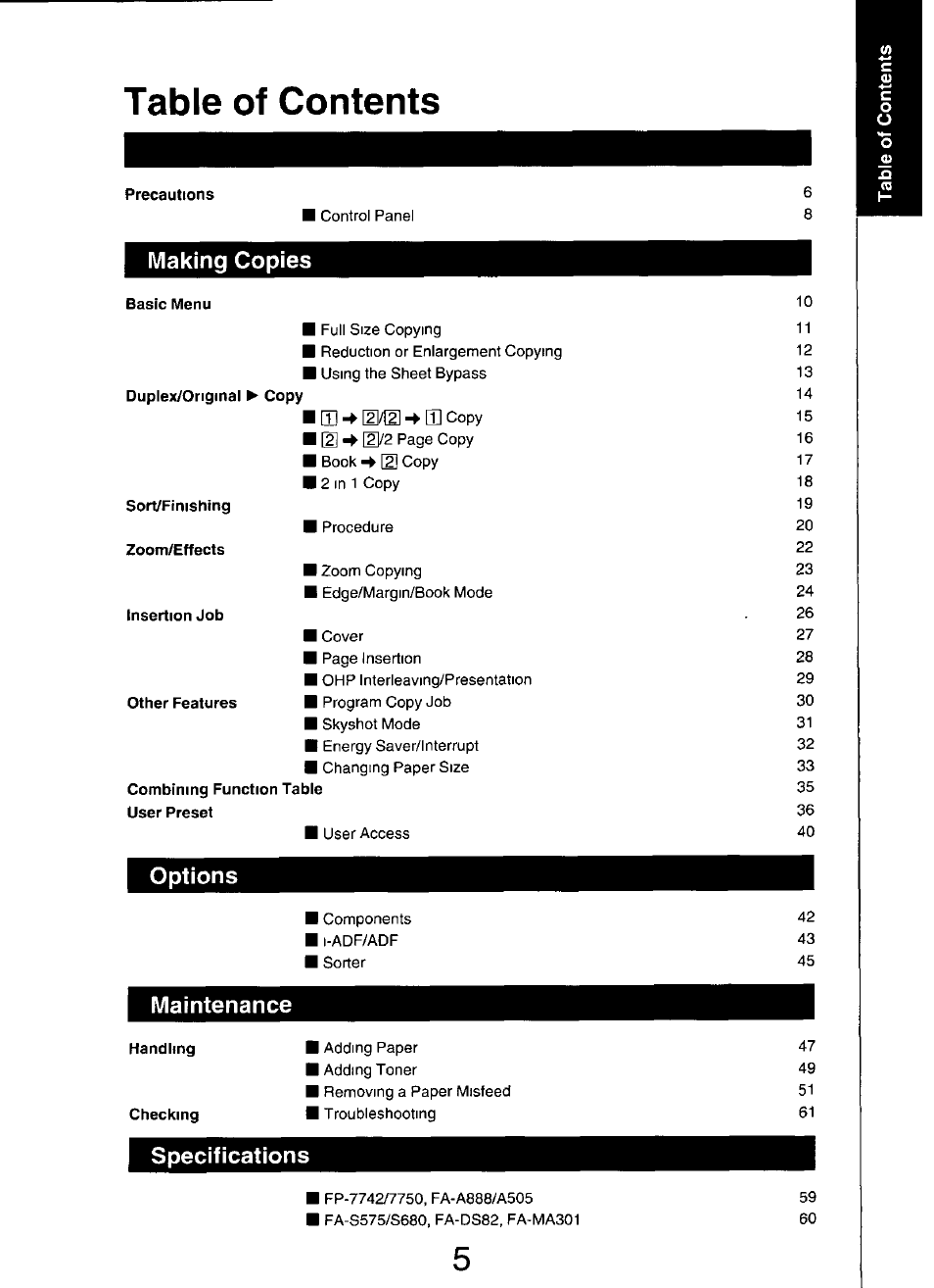Panasonic FP7750 User Manual | Page 5 / 64