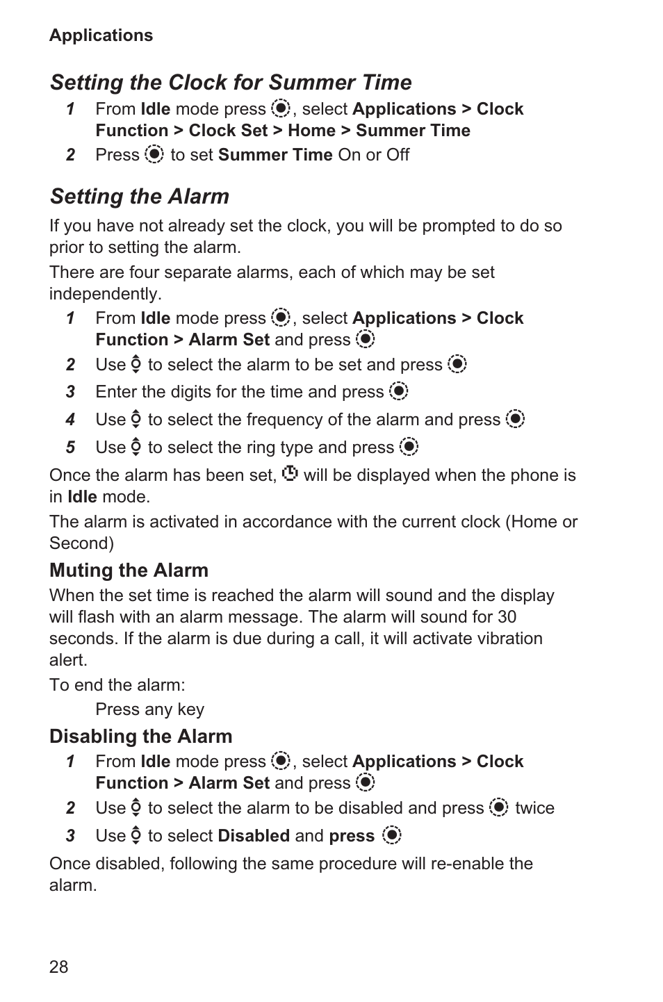 Setting the clock for summer time, Setting the alarm | Panasonic EB-GD96 User Manual | Page 36 / 96