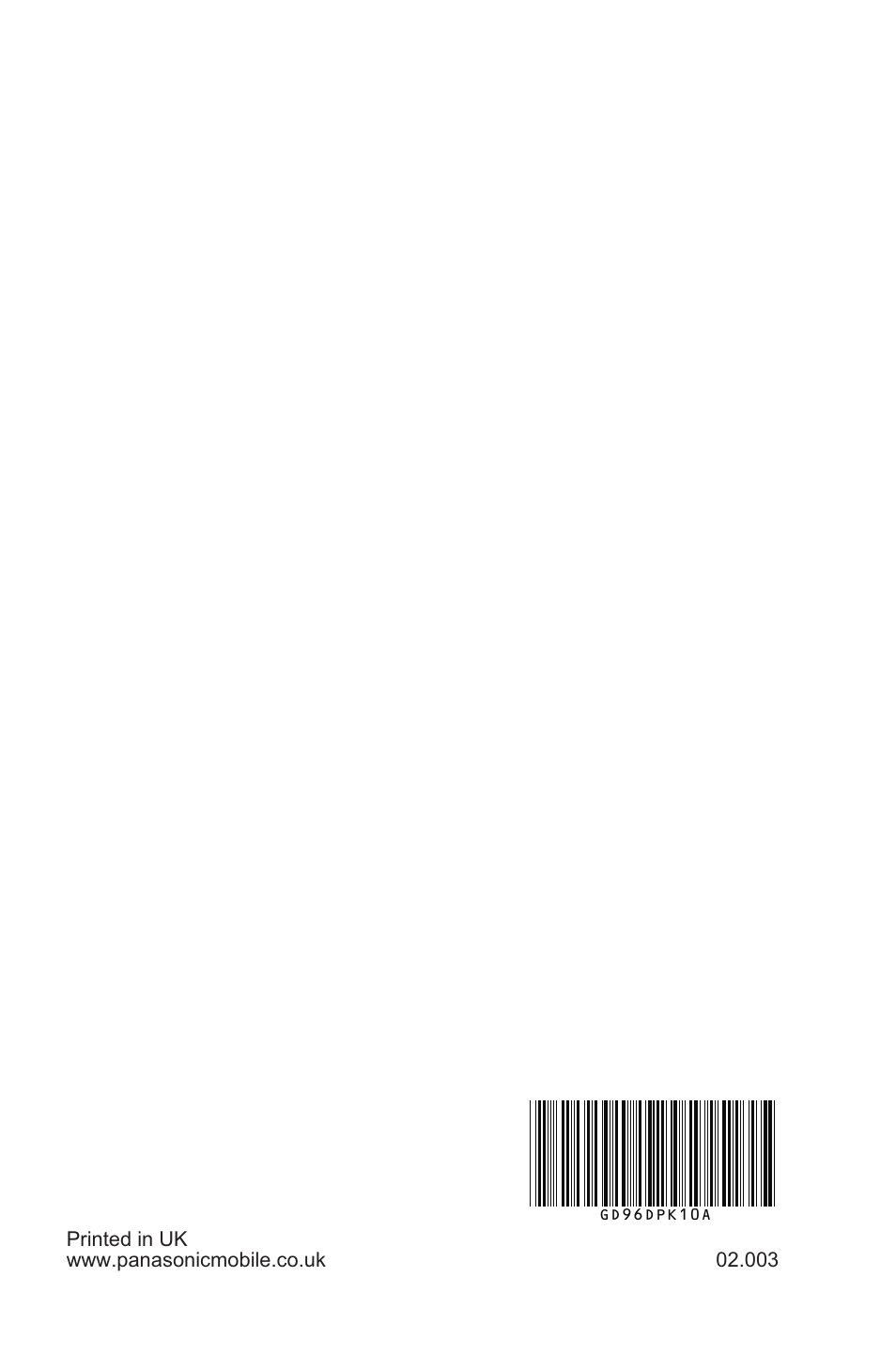 Panasonic EB-GD96 User Manual | Page 96 / 96