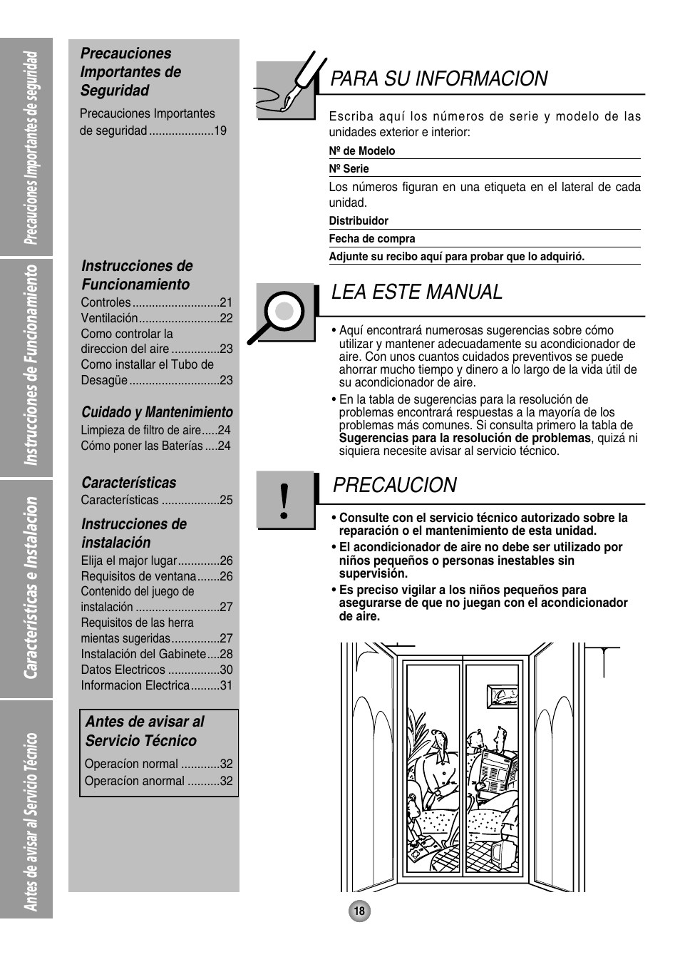 Para su informacion, Lea este manual precaucion | Panasonic CW-XC125HU User Manual | Page 18 / 36