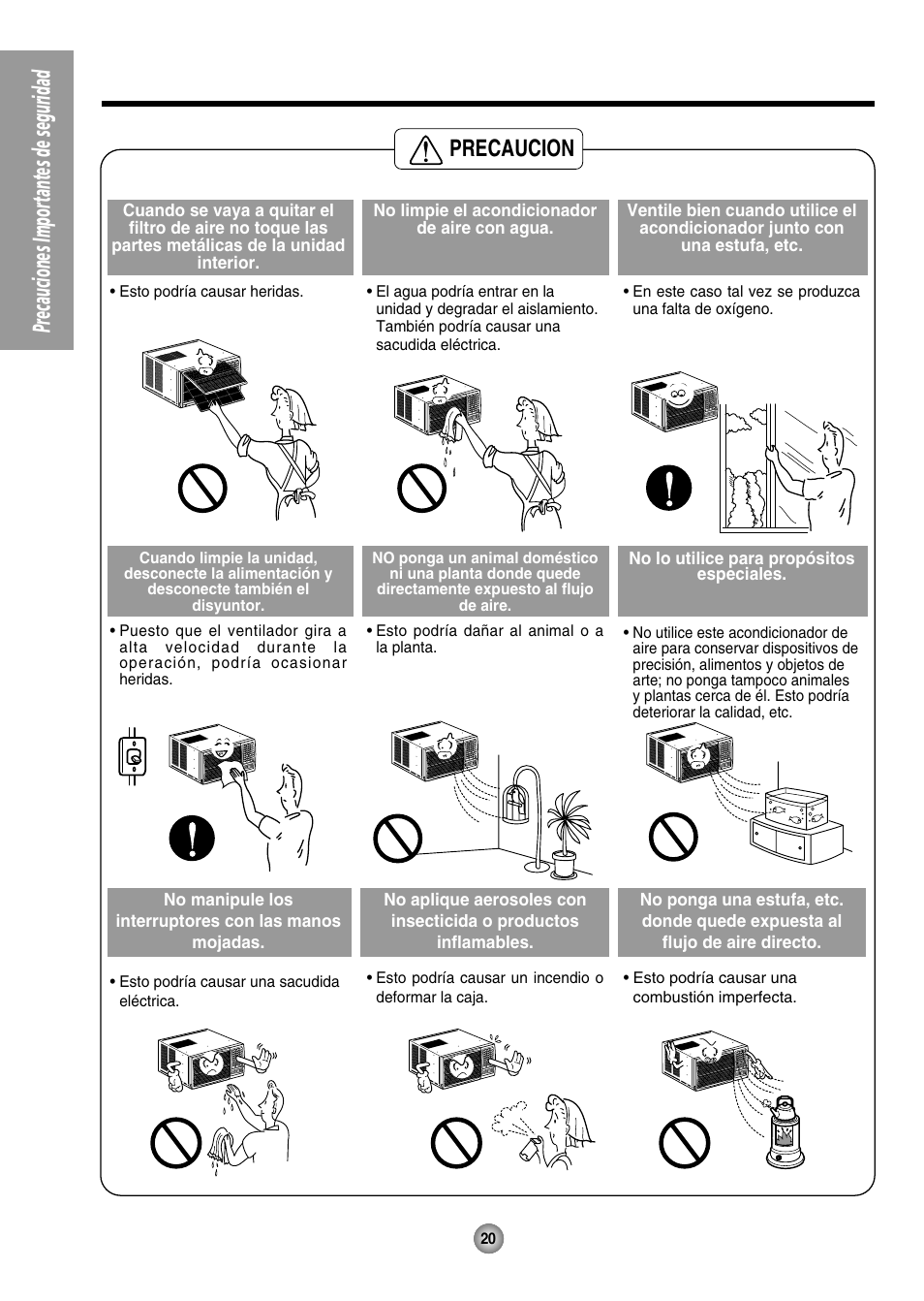 Precauciones importantes de seguridad, Precaucion | Panasonic CW-XC125HU User Manual | Page 20 / 36