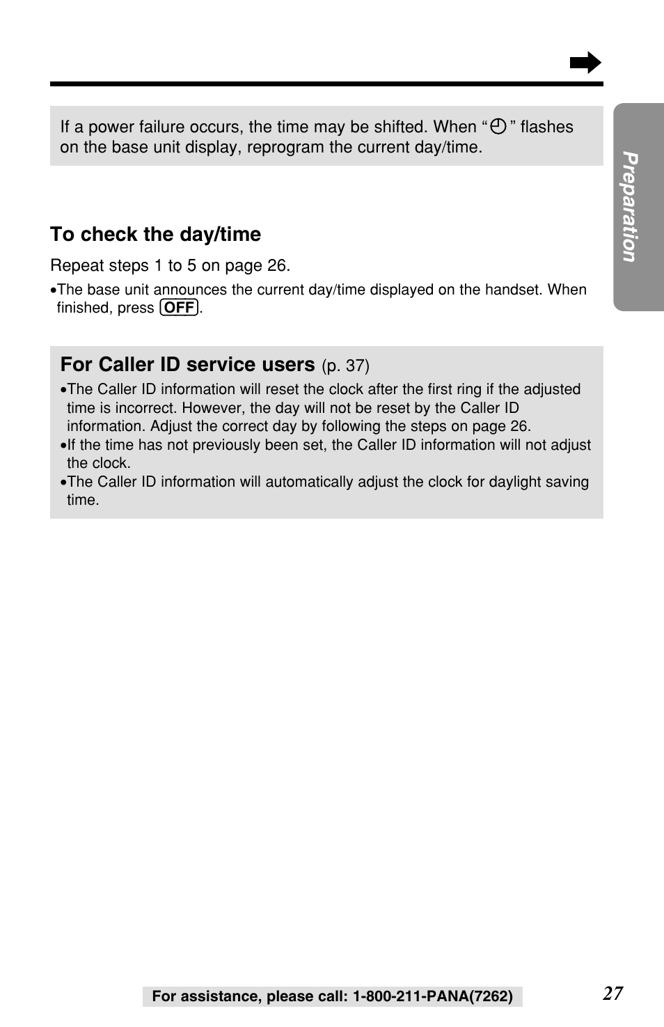 27 preparation, For caller id service users | Panasonic KX-TG2257S User Manual | Page 27 / 96