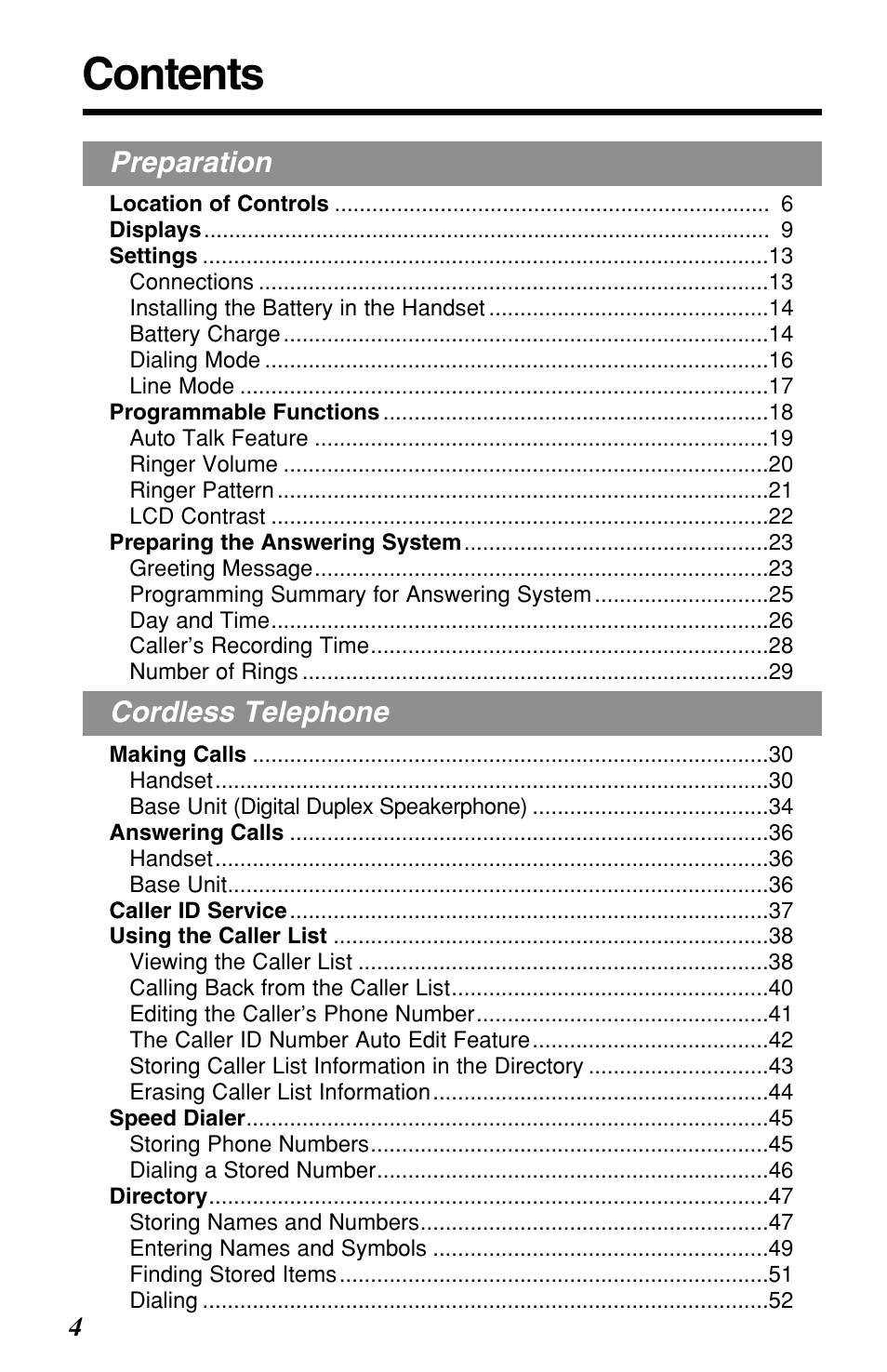 Panasonic KX-TG2257S User Manual | Page 4 / 96