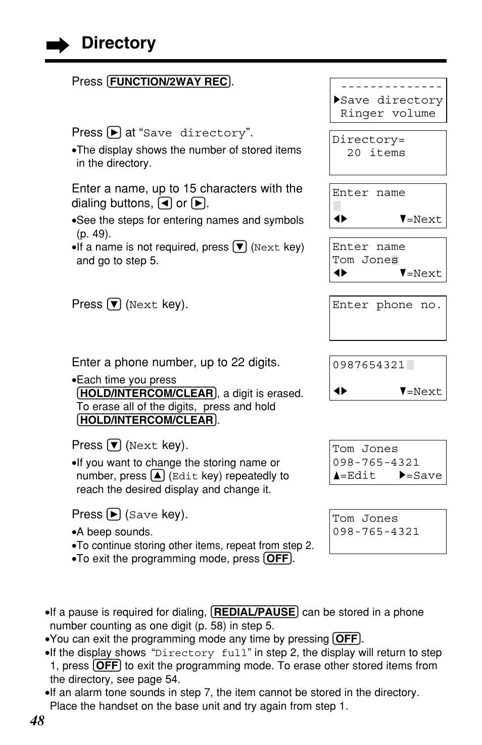 Directory | Panasonic KX-TG2257S User Manual | Page 48 / 96