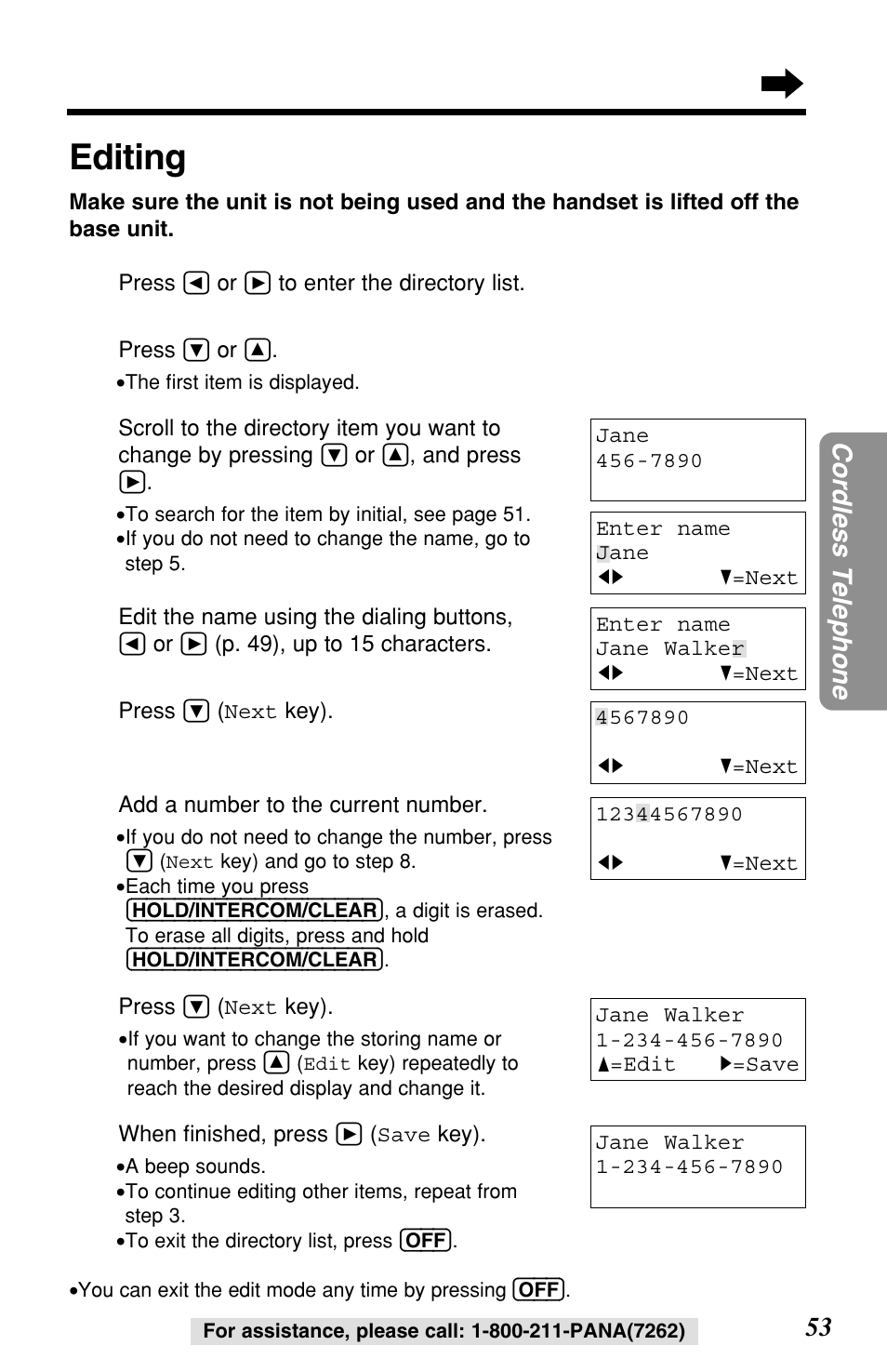 Editing | Panasonic KX-TG2257S User Manual | Page 53 / 96