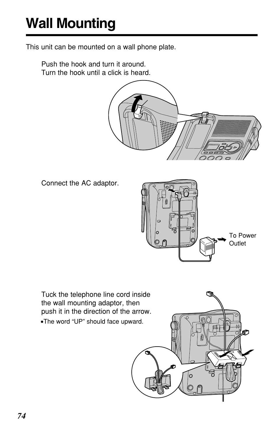 Useful information, Wall mounting | Panasonic KX-TG2257S User Manual | Page 74 / 96