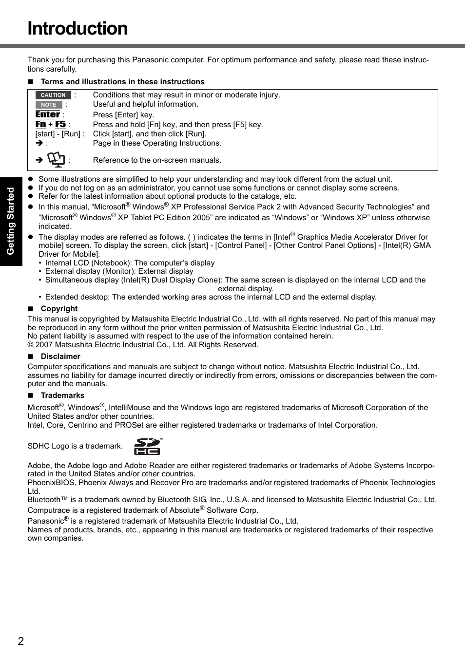 Introduction | Panasonic CF-T7 User Manual | Page 2 / 44