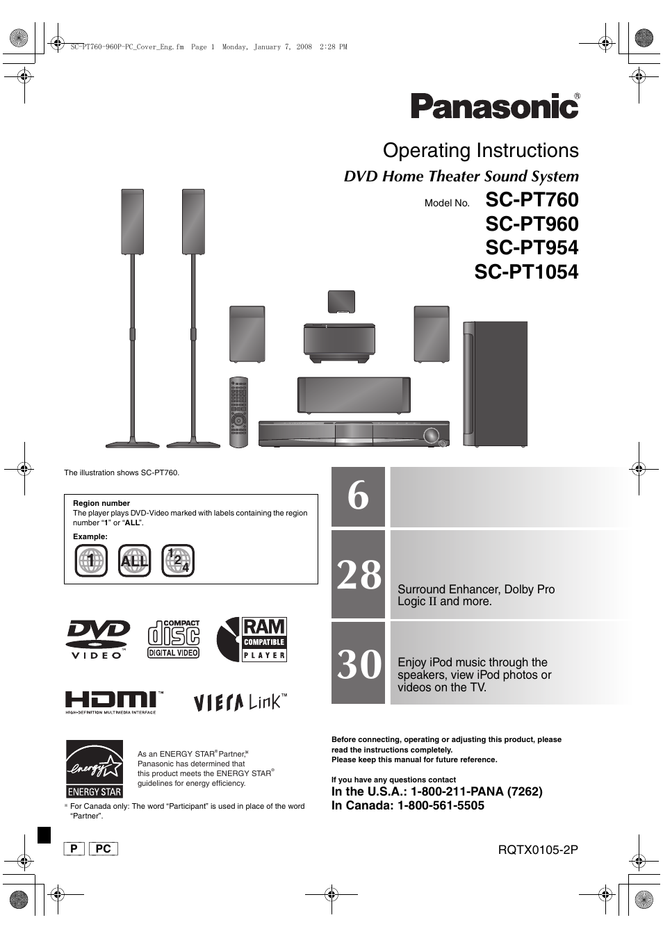 Panasonic SC-PT954 User Manual | 44 pages