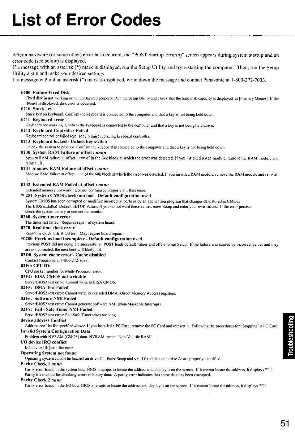 List of error codes, Twnrt | Panasonic CF-E1M User Manual | Page 51 / 64